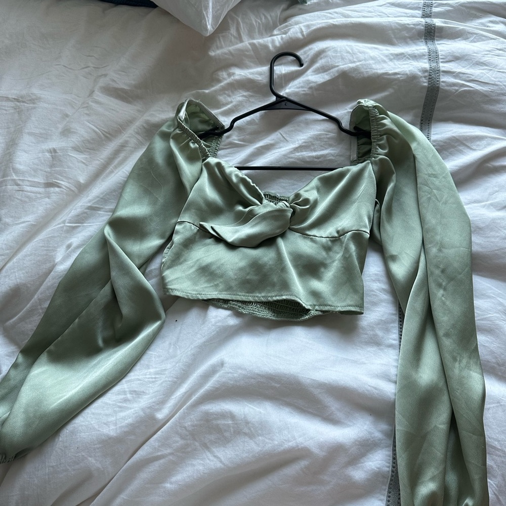 Green Satin Top